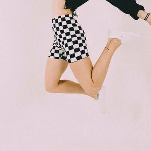 Checkerboard biker shorts